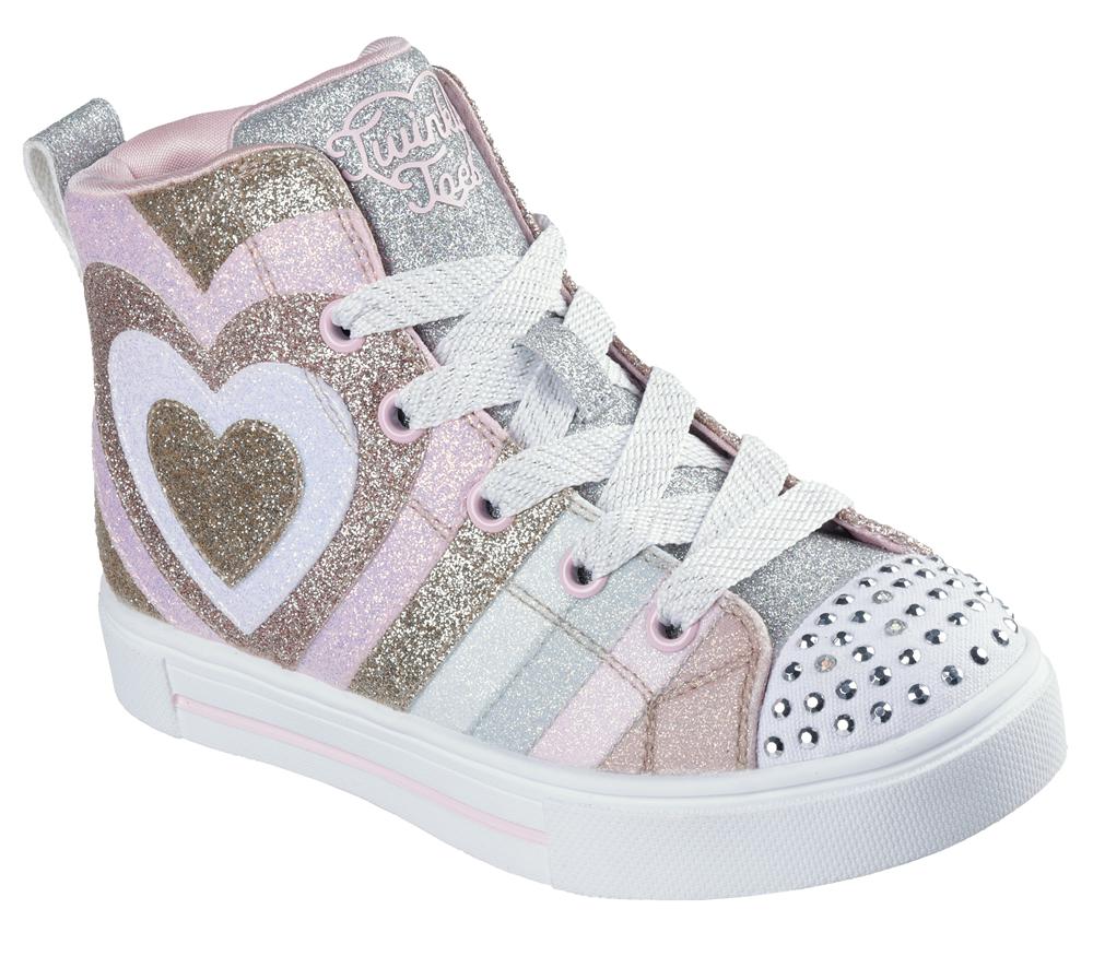 Girls's Skechers Twinkle Toes: Twinkle Sparks - Heart Pop Light Up Sneakers Rosegold  USA |  8513-MHQWC