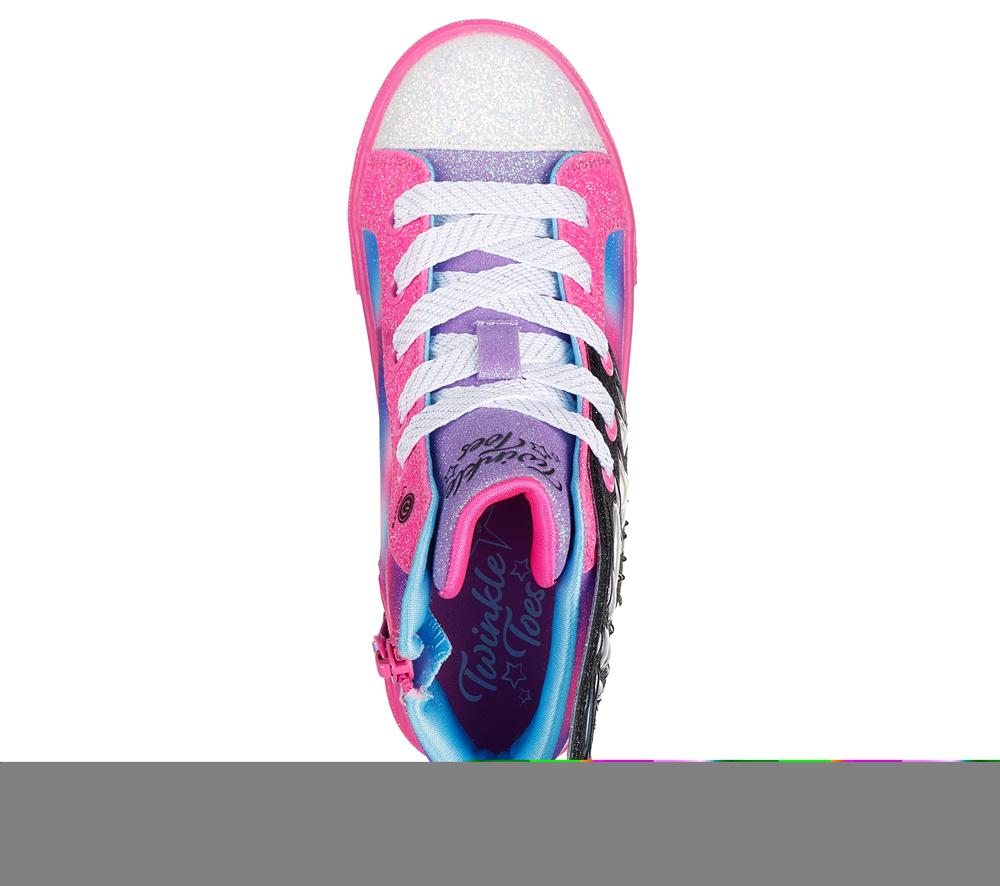 Girls's Skechers Twinkle Toes: Twinkle Sparks Ice Lace Up Shoes Black / Multicolor  USA |  8136-VQYZR