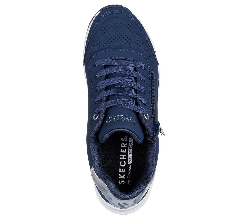 Girls's Skechers Uno Gen1 Lace Up Shoes Navy  USA |  6497-YHJDE