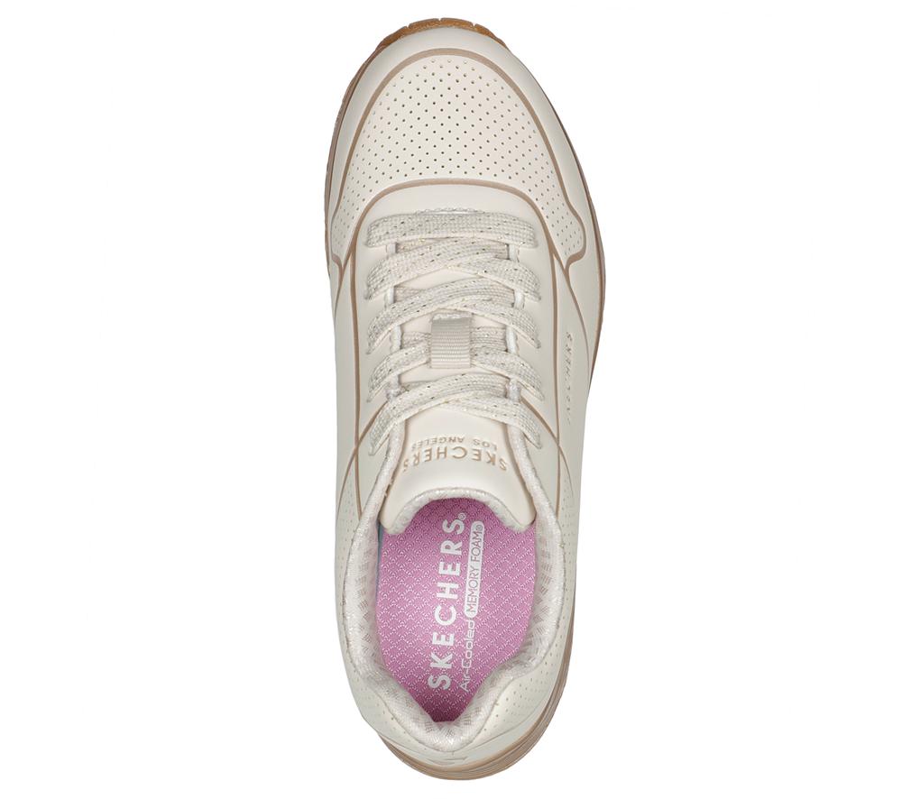 Girls's Skechers Uno Gen1 - Cool Heels Lace Up Shoes Natural White  USA |  4267-DKNSP