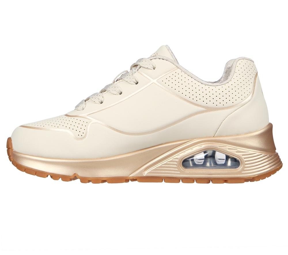 Girls's Skechers Uno Gen1 - Cool Heels Lace Up Shoes Natural White  USA |  4267-DKNSP