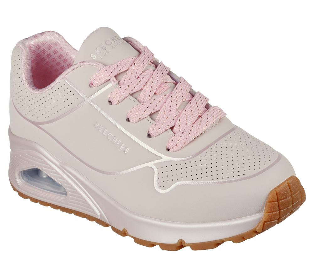 Girls's Skechers Uno Gen1 - Cool Heels Lace Up Shoes Light Pink  USA |  9265-JVKCU