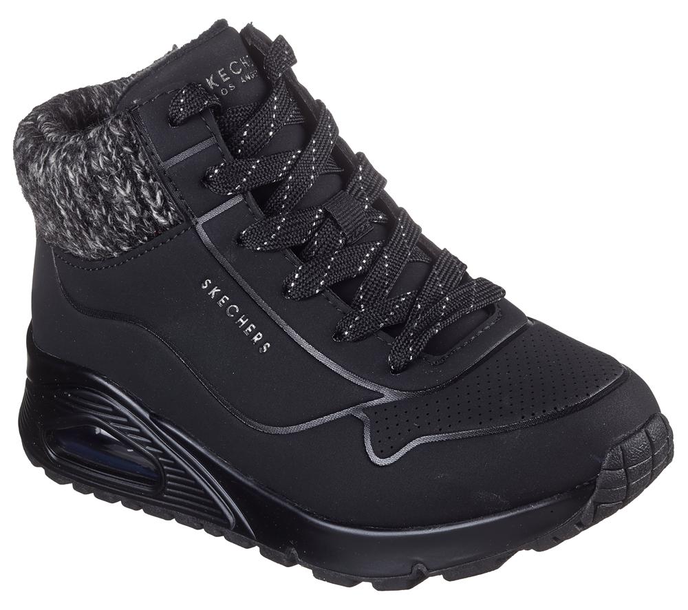 Girls's Skechers Uno Gen1 - Darling Daze Lace Up Shoes Black  USA |  1650-XBAIQ