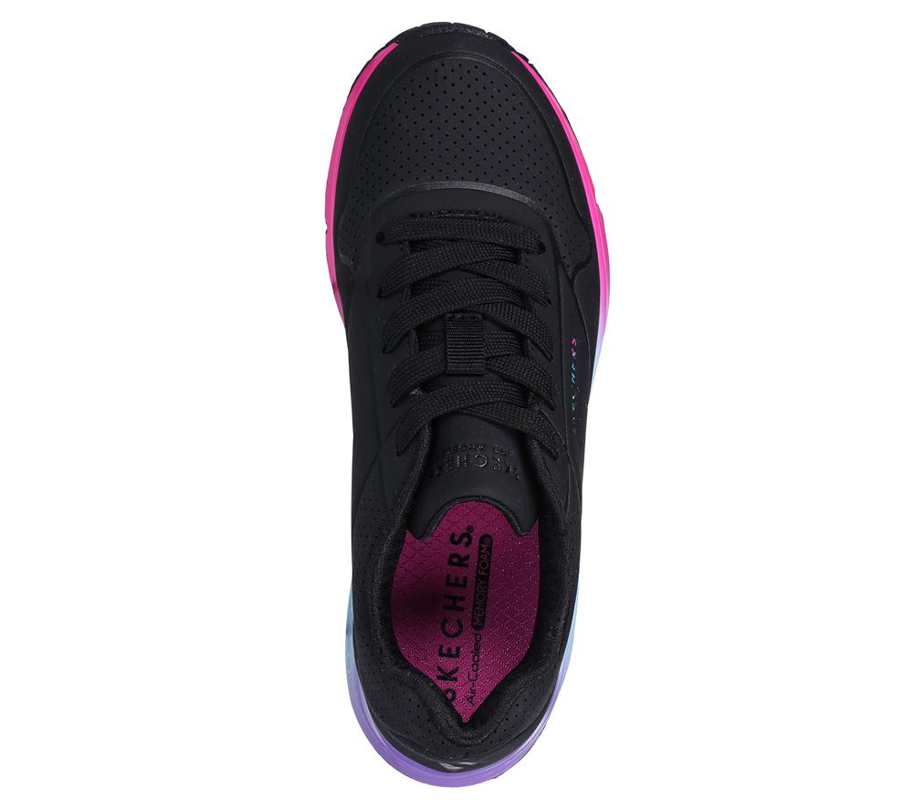 Girls's Skechers Uno Gen1 - Pop of Ombre Lace Up Shoes Black / Multicolor  USA |  6801-EFBRW