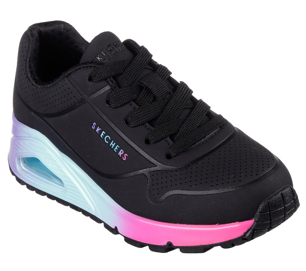 Girls's Skechers Uno Gen1 - Pop of Ombre Lace Up Shoes Black / Multicolor  USA |  6801-EFBRW