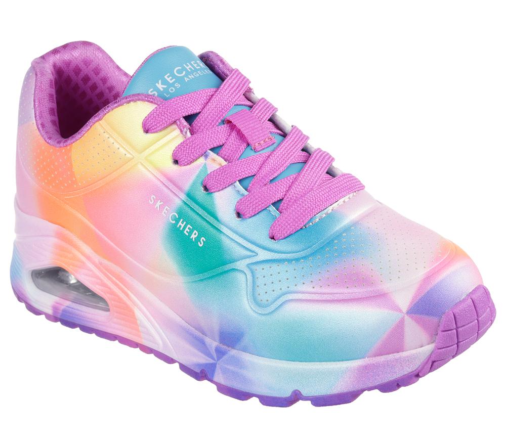 Girls's Skechers Uno Gen1 - Prism Burst Lace Up Shoes Purple / Multi  USA |  6032-OIXVY