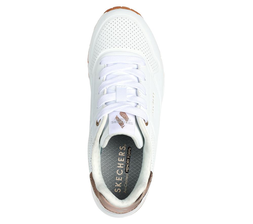 Girls's Skechers Uno Gen1 - Shimmer Away Lace Up Shoes White  USA |  6104-NUJOA