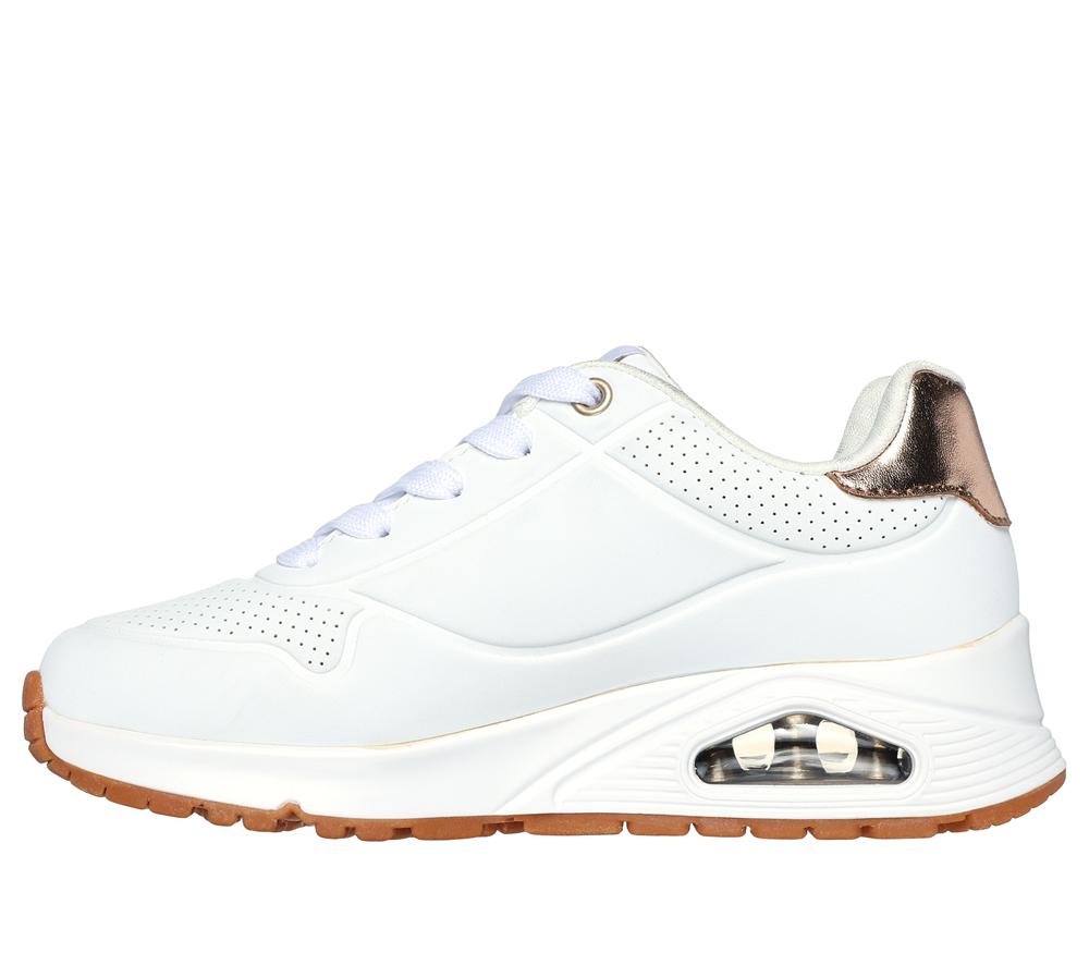 Girls's Skechers Uno Gen1 - Shimmer Away Lace Up Shoes White  USA |  6104-NUJOA