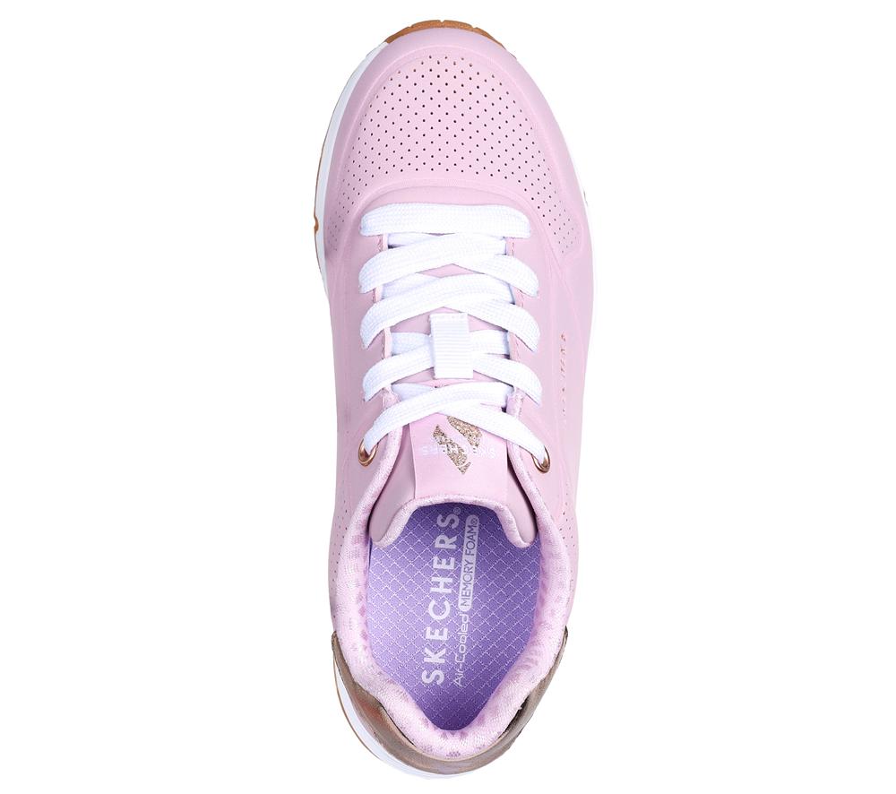 Girls's Skechers Uno Gen1 - Shimmer Away Lace Up Shoes Pink  USA |  3589-FIMAE