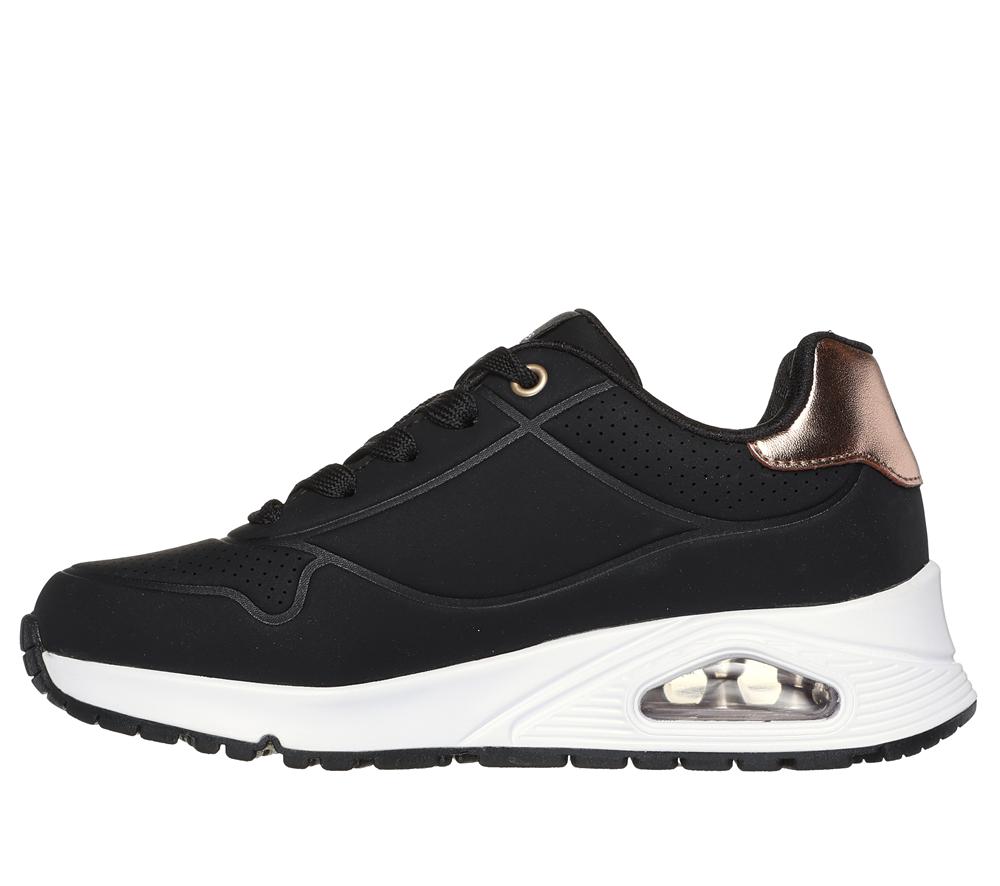 Girls's Skechers Uno Gen1 - Shimmer Away Lace Up Shoes Black  USA |  1564-QBUZC