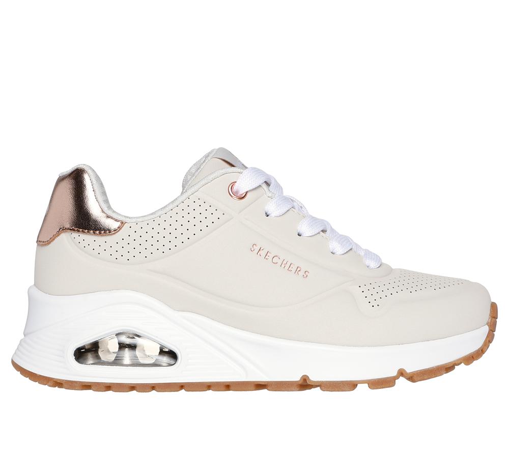 Girls\'s Skechers Uno Gen1 - Shimmer Away Sneakers Natural White  USA |  6925-KJWSL