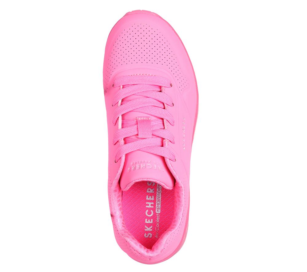 Girls's Skechers Uno Ice Lace Up Shoes Neon Pink  USA |  4652-ICAQY