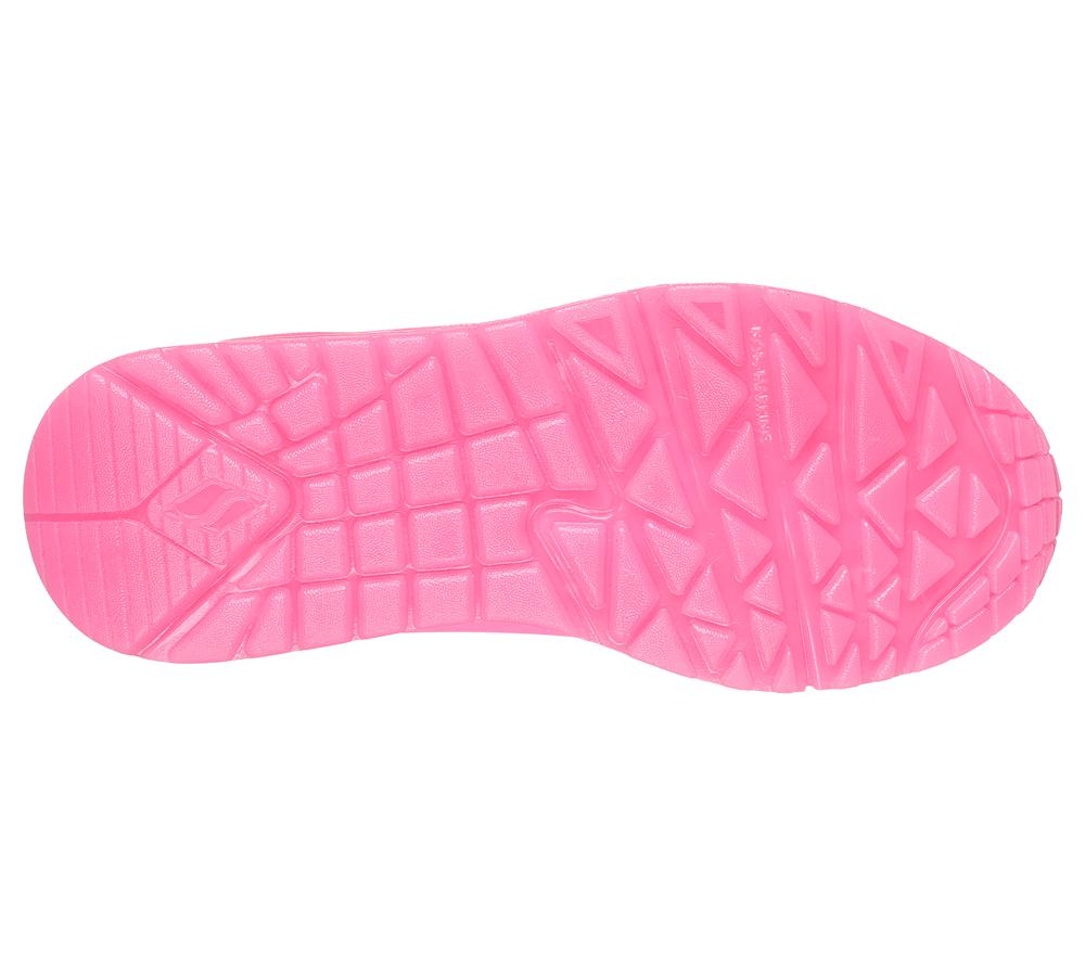 Girls's Skechers Uno Ice Lace Up Shoes Neon Pink  USA |  4652-ICAQY