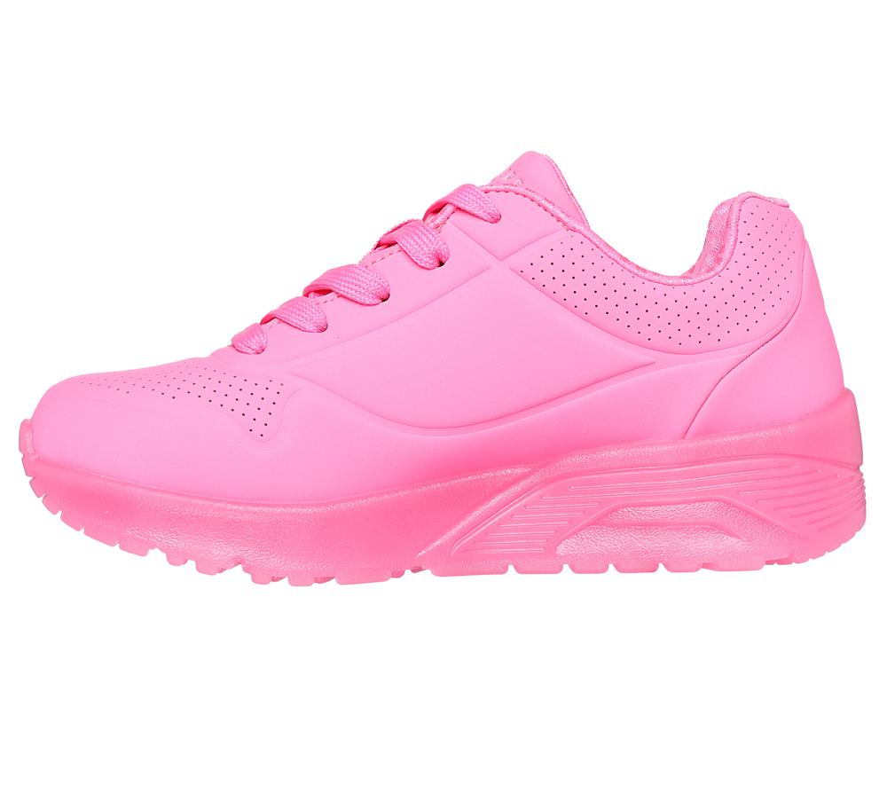 Girls's Skechers Uno Ice Lace Up Shoes Neon Pink  USA |  4652-ICAQY