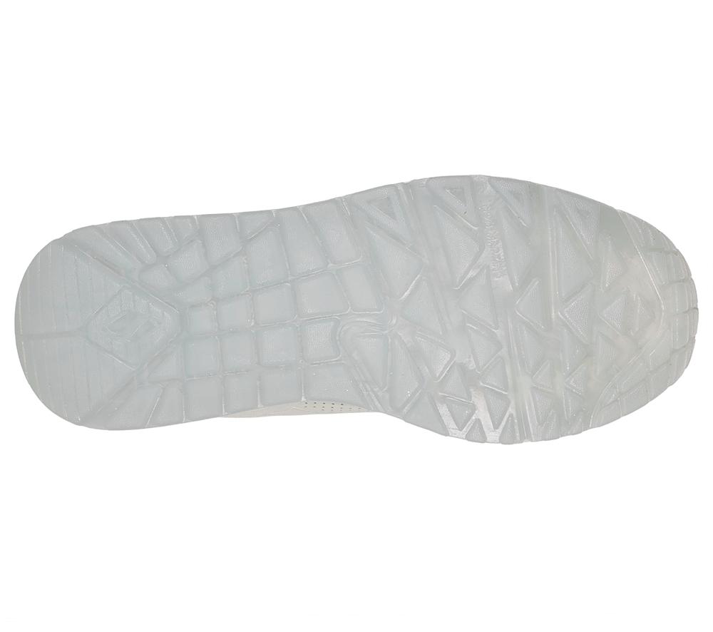 Girls's Skechers Uno Ice - Prism Luxe Lace Up Shoes White / Silver  USA |  0519-RPJSI