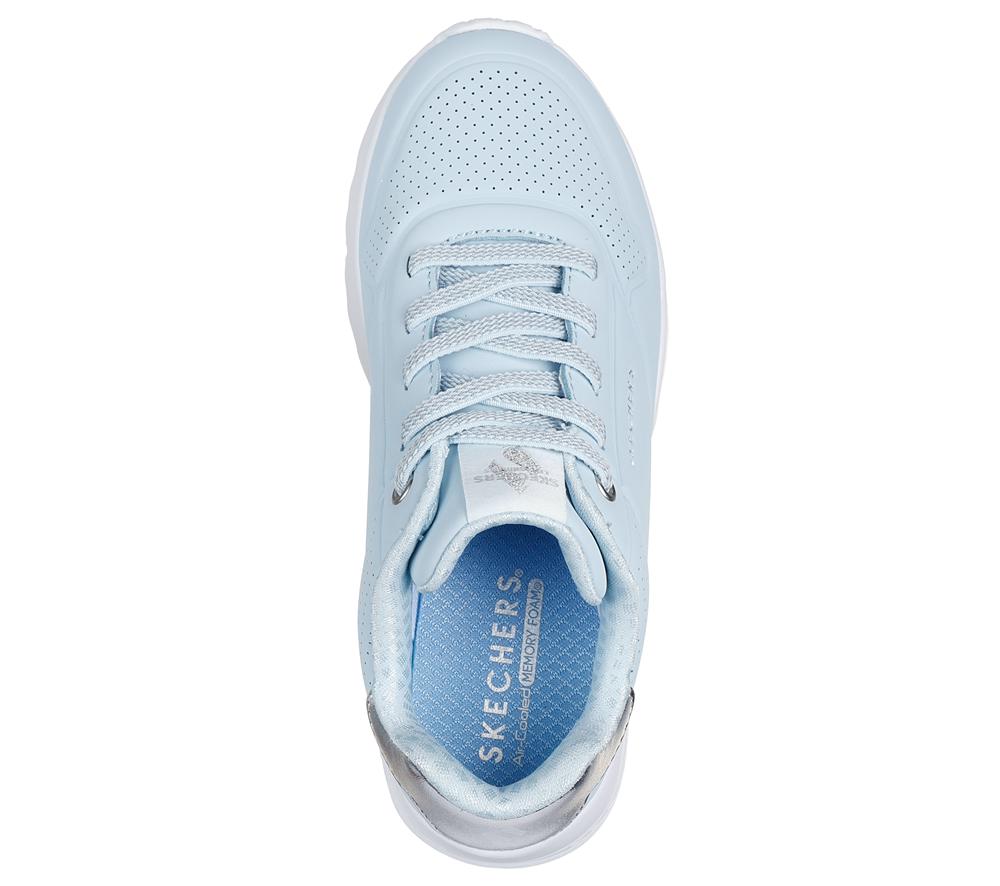 Girls's Skechers Uno Lite Lace Up Shoes Light Blue / Silver  USA |  1784-SWREQ