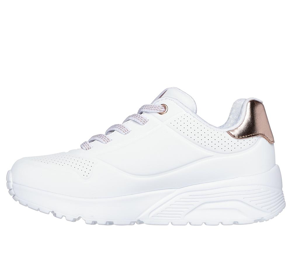 Girls's Skechers Uno Lite Lace Up Shoes White  USA |  8274-KYJVR