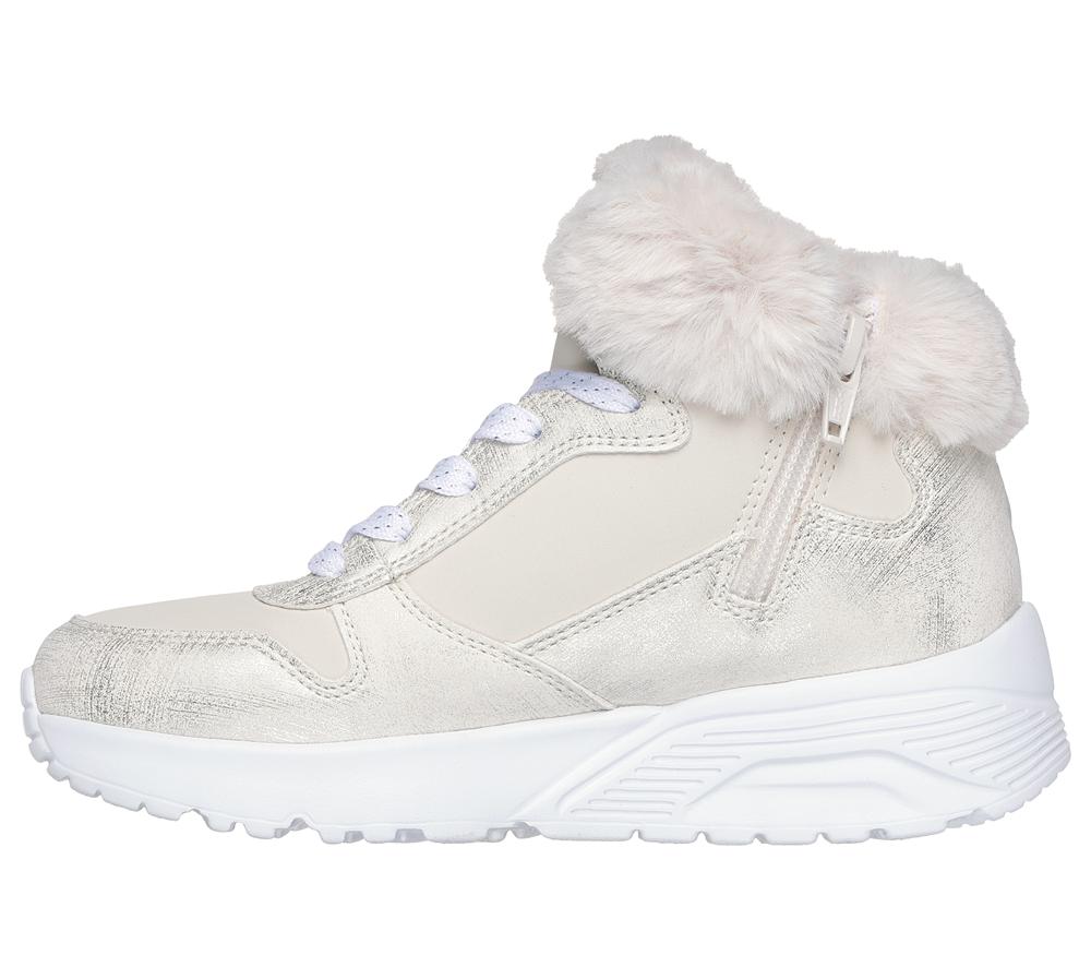 Girls's Skechers Uno Lite - Comfurt Collar Lace Up Shoes Natural White  USA |  1475-HOSTV