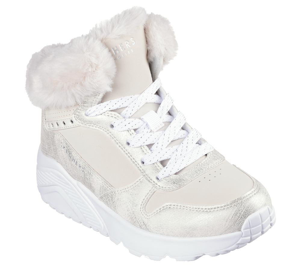 Girls's Skechers Uno Lite - Comfurt Collar Lace Up Shoes Natural White  USA |  1475-HOSTV