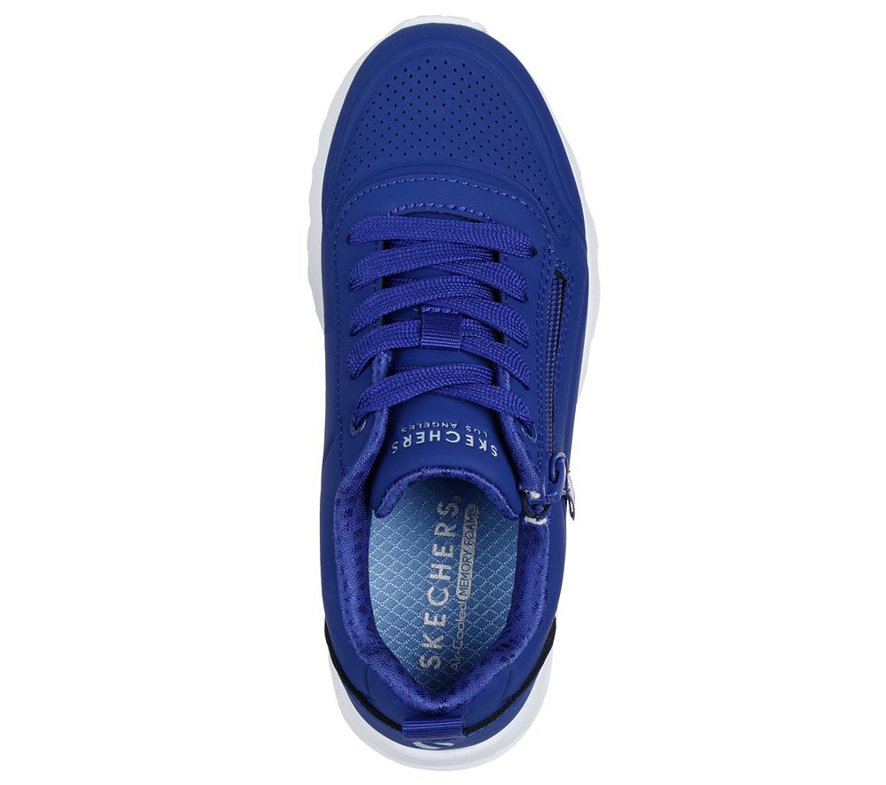Girls's Skechers Uno Lite - Easy Zip Lace Up Shoes Navy  USA |  8473-KMUYD
