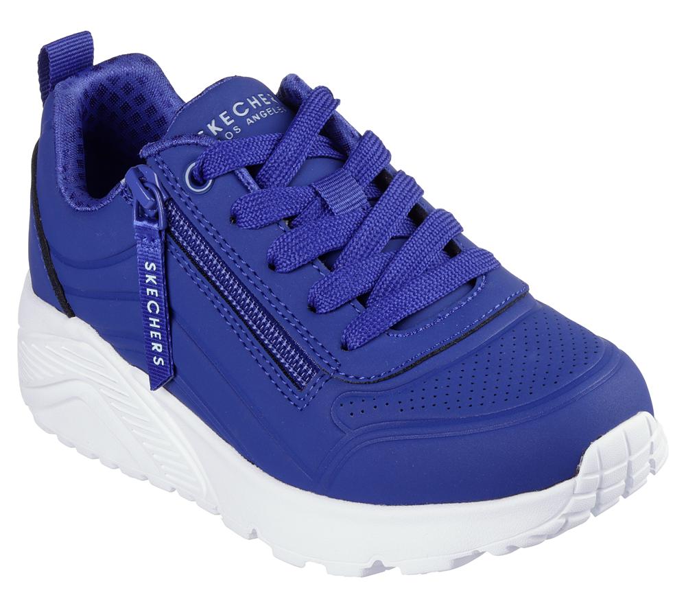 Girls's Skechers Uno Lite - Easy Zip Lace Up Shoes Navy  USA |  8473-KMUYD