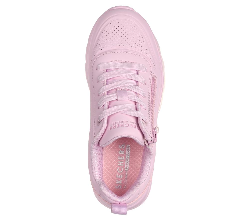 Girls's Skechers Uno Lite - Easy Zip Lace Up Shoes Light Pink  USA |  3692-IBXGC