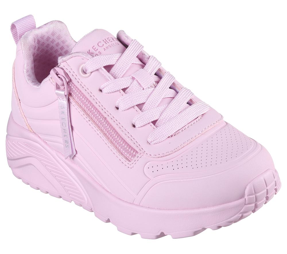 Girls's Skechers Uno Lite - Easy Zip Lace Up Shoes Light Pink  USA |  3692-IBXGC