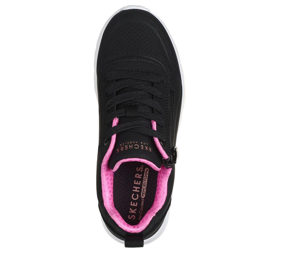 Girls's Skechers Uno Lite - Easy Zip Sneakers Black / Rose Gold  USA |  3842-TPNRJ
