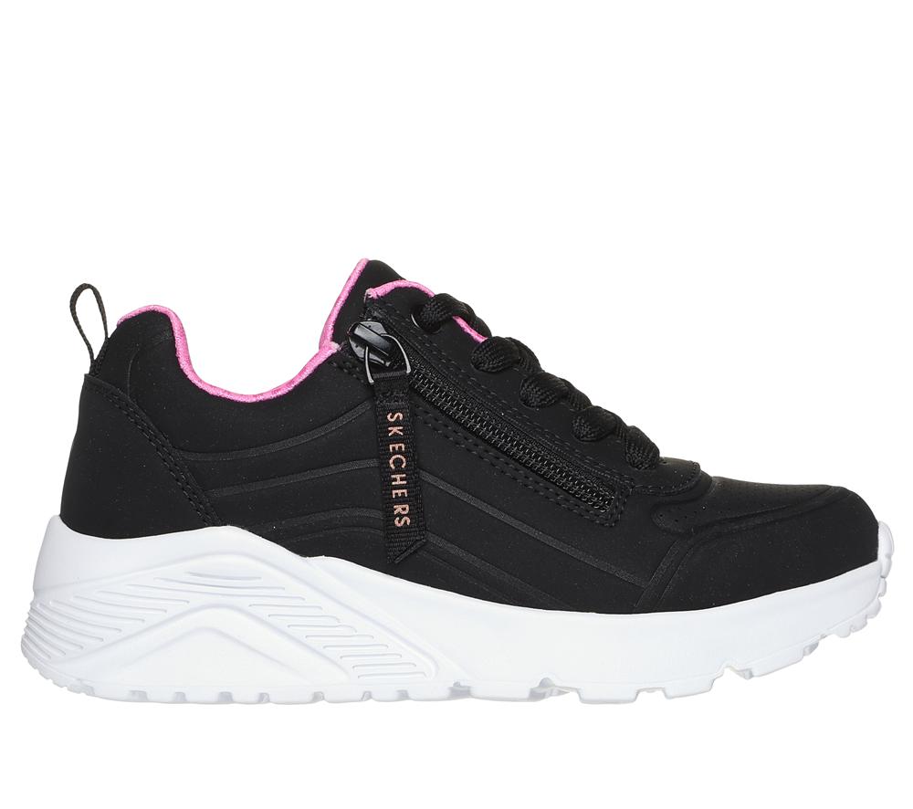 Girls\'s Skechers Uno Lite - Easy Zip Sneakers Black / Rose Gold  USA |  3842-TPNRJ