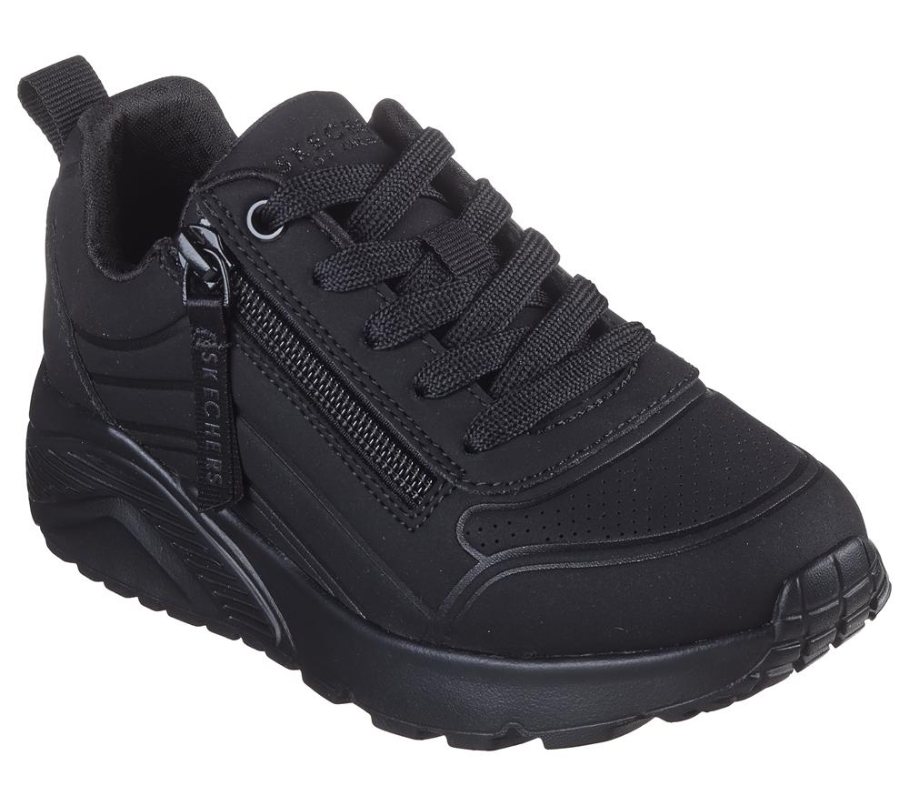 Girls's Skechers Uno Lite - Easy Zip Sneakers Black  USA |  5341-TAZWK