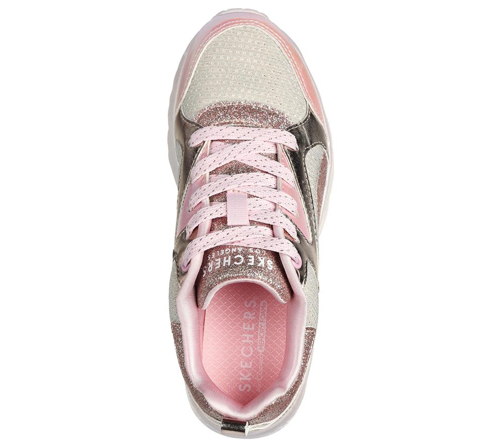 Girls's Skechers Uno Lite - Metallic Steps Lace Up Shoes Rosegold  USA |  7324-JSCFT