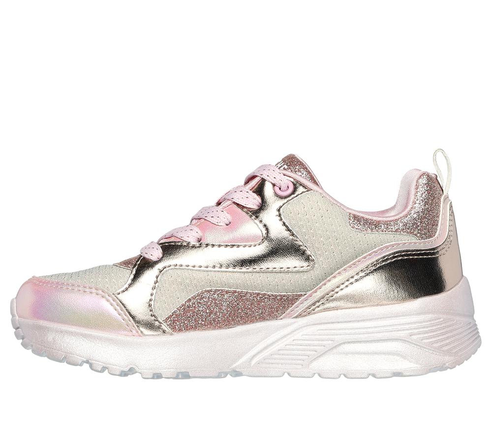 Girls's Skechers Uno Lite - Metallic Steps Lace Up Shoes Rosegold  USA |  7324-JSCFT
