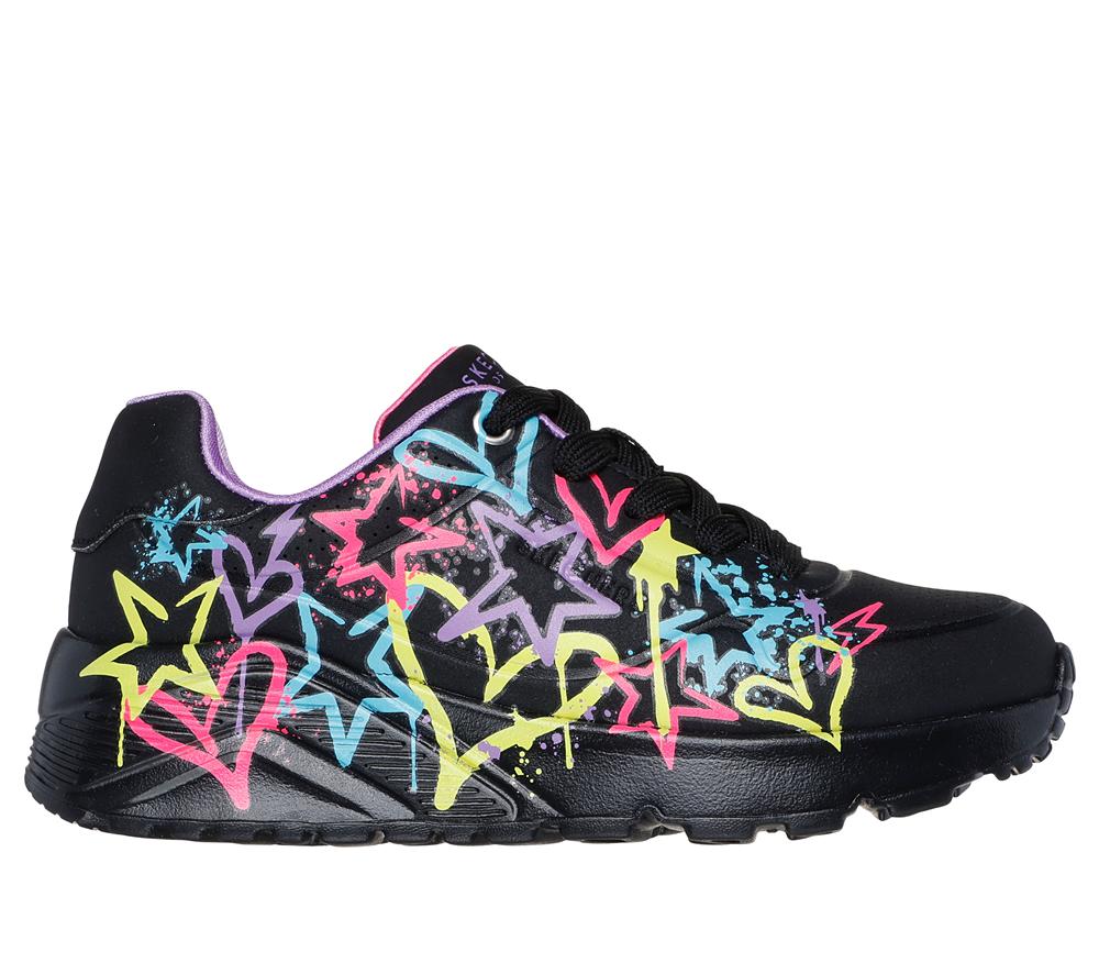 Girls\'s Skechers Uno Lite - My Drip Sneakers Black / Multicolor  USA |  3298-HALFC