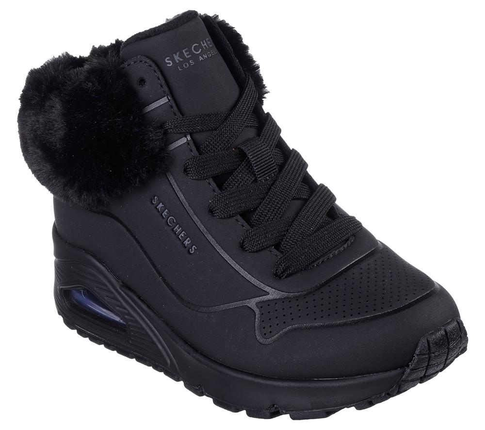 Girls's Skechers Uno - Fall Air Lace Up Shoes Black  USA |  3106-PLHBN
