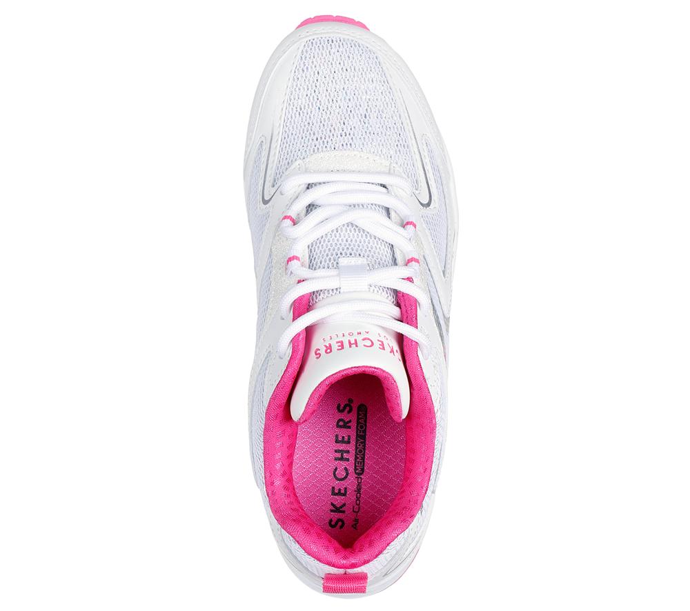 Girls's Skechers Uno - So Wavy Lace Up Shoes White / Pink  USA |  4389-DRITK