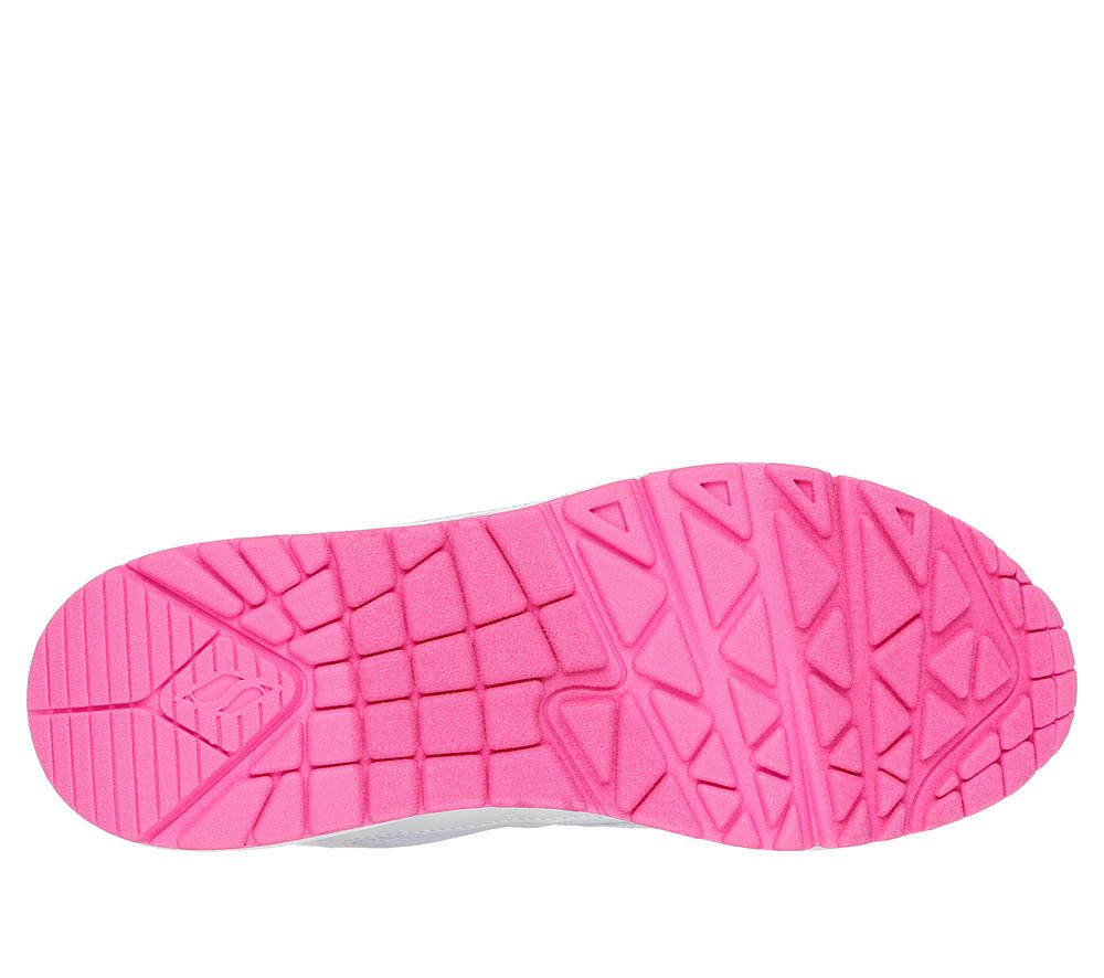 Girls's Skechers Uno - So Wavy Lace Up Shoes White / Pink  USA |  4389-DRITK