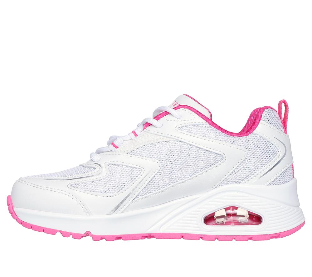 Girls's Skechers Uno - So Wavy Lace Up Shoes White / Pink  USA |  4389-DRITK