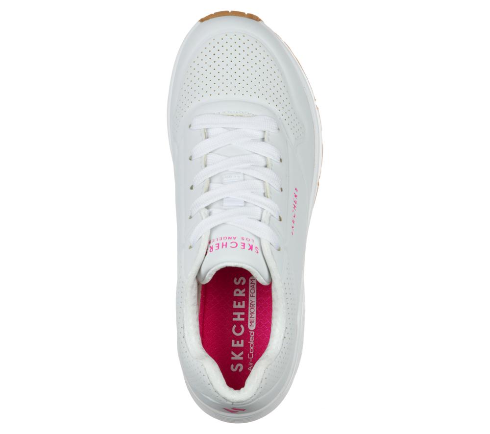 Girls's Skechers Uno - Stand on Air Lace Up Shoes White / Hot Pink  USA |  3425-KTALZ