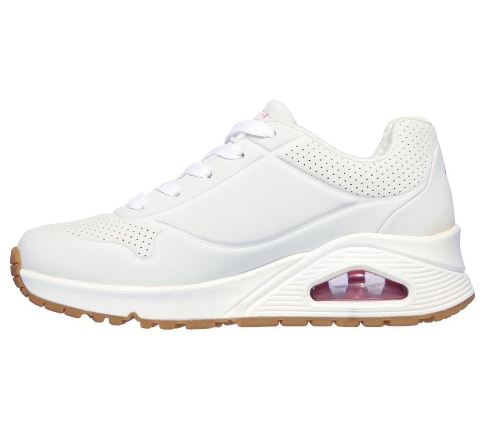 Girls's Skechers Uno - Stand on Air Lace Up Shoes White / Hot Pink  USA |  3425-KTALZ