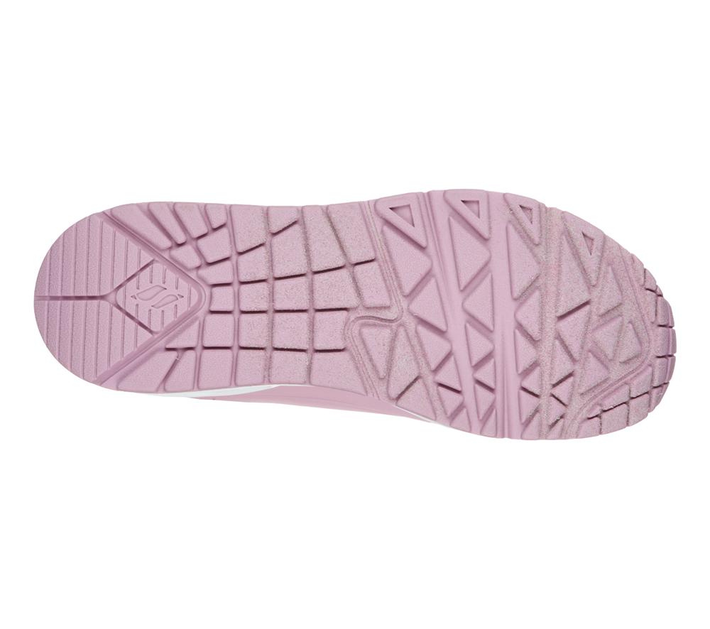 Girls's Skechers Uno - Stand on Air Lace Up Shoes Pink  USA |  3628-UORTW