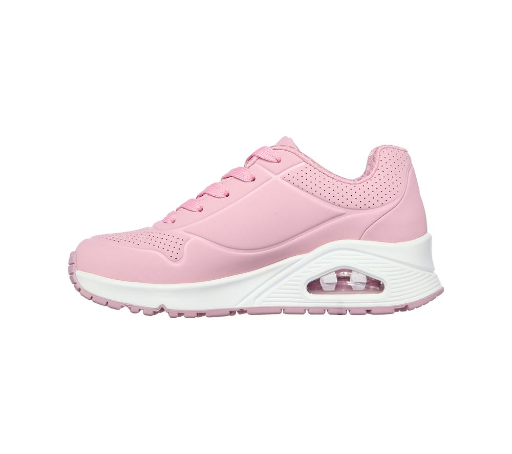 Girls's Skechers Uno - Stand on Air Lace Up Shoes Pink  USA |  3628-UORTW