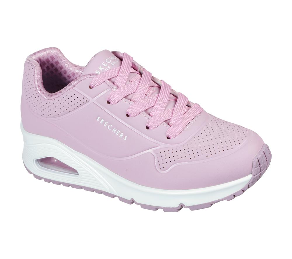 Girls's Skechers Uno - Stand on Air Lace Up Shoes Pink  USA |  3628-UORTW