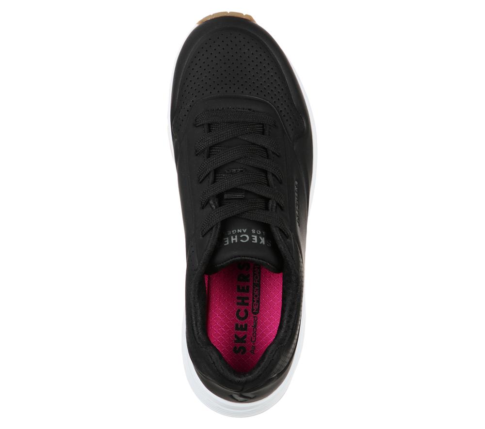 Girls's Skechers Uno - Stand on Air Lace Up Shoes Black  USA |  7410-QUIBL