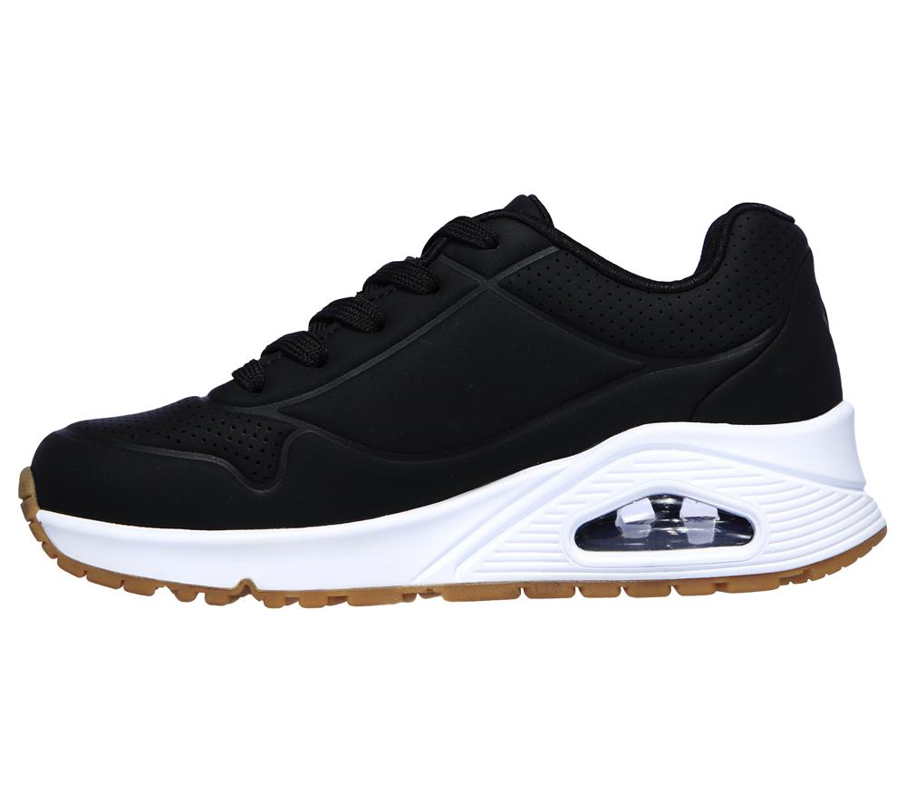 Girls's Skechers Uno - Stand on Air Lace Up Shoes Black  USA |  7410-QUIBL