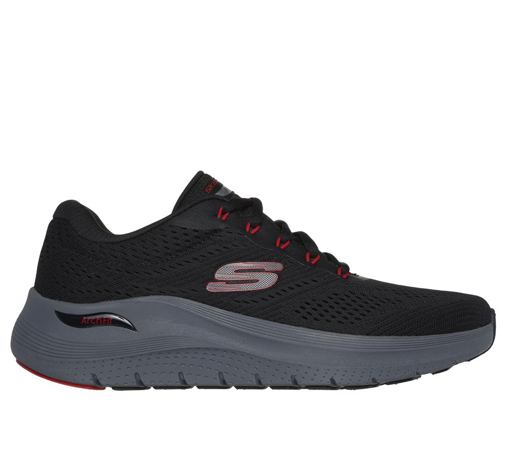 Men Skechers Arch Fit 2.0 Lace Up Black / Red  USA |  3014-TQMDN
