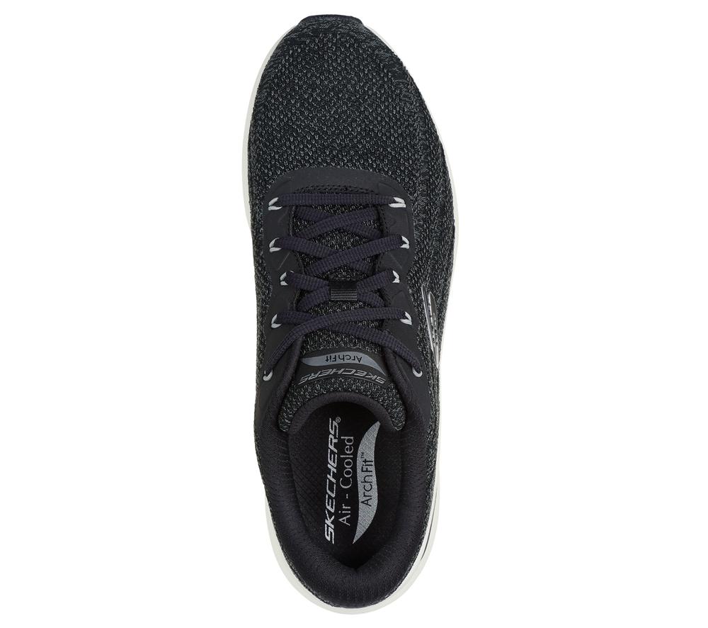 Men Skechers Arch Fit 2.0 - Road Wave Lace Up Black / White  USA |  7249-ZCKGE