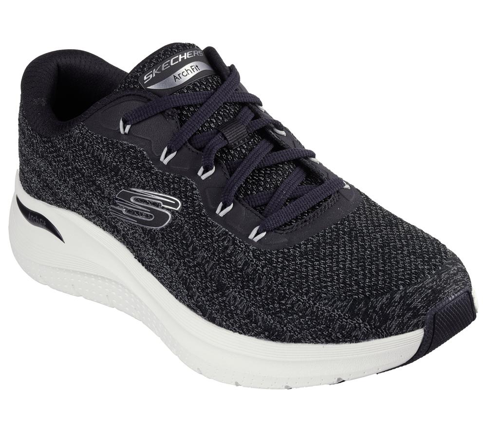 Men Skechers Arch Fit 2.0 - Road Wave Lace Up Black / White  USA |  7249-ZCKGE