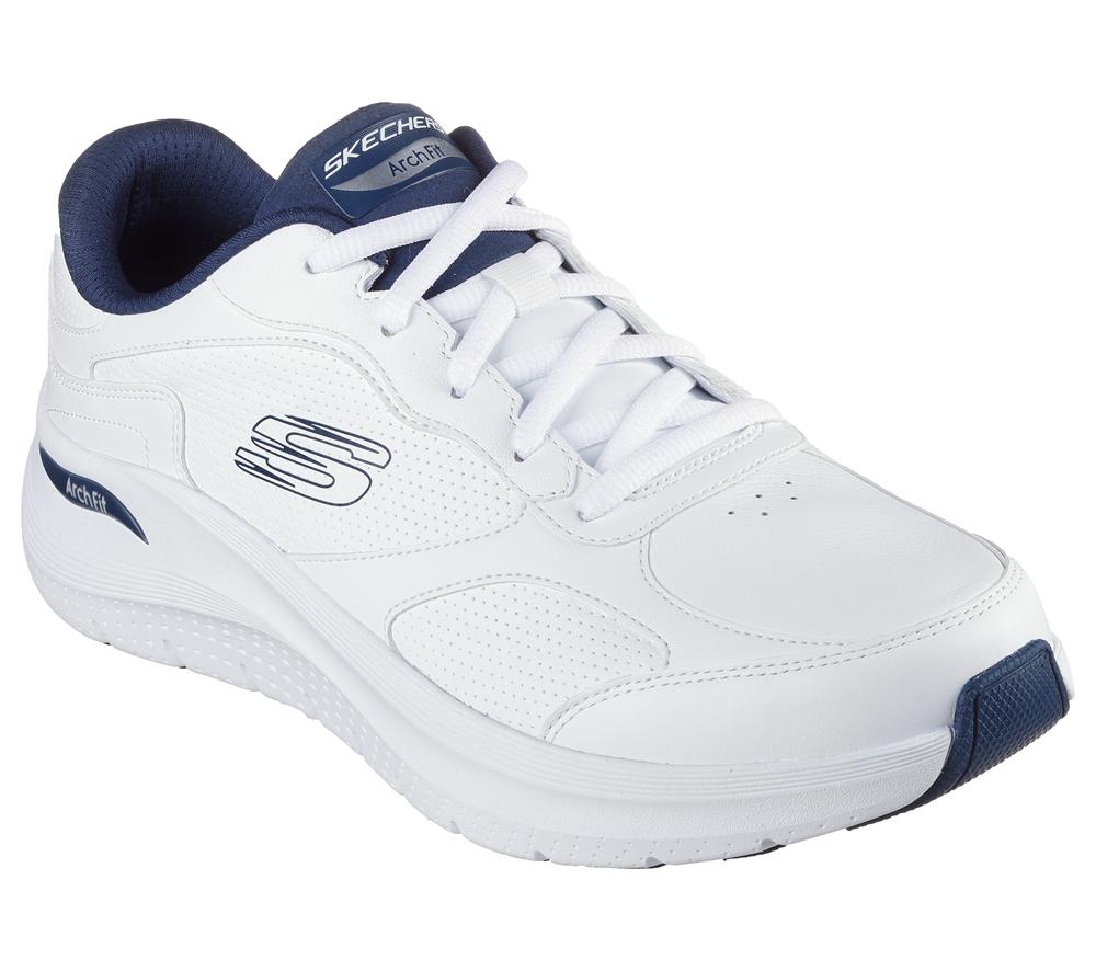 Men Skechers Arch Fit 2.0 - Safehouse Lace Up White / Navy  USA |  9718-KJQEG
