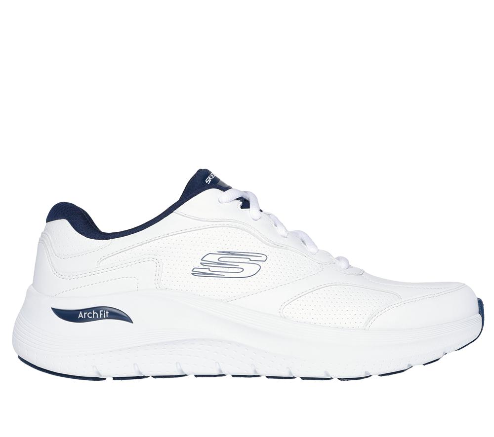 Men Skechers Arch Fit 2.0 - Safehouse Lace Up White / Navy  USA |  9718-KJQEG