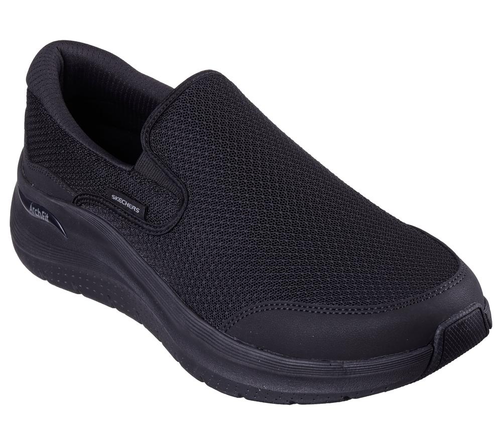 Men Skechers Arch Fit 2.0 - Vallo Slip On Shoes Black  USA |  3056-UAGJD
